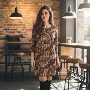 NWOT LulaRoe Debbie Leopard Print Long Sleeve Sheath Dress